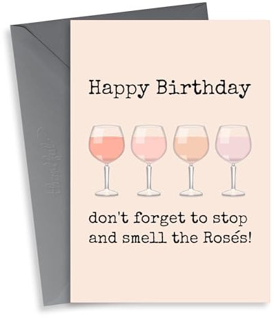 Rose wine Birthday card
