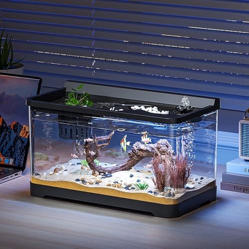 Aquarium Komplettset Mit LED Beleuchtung, Innenfilter Und Heizung, Leise Dekorative Tischaquarium(Medium)