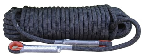 DJHGNFRDK Cuerda de Nailon de Alta Resistencia, Cuerda de Escalada estática de 18 mm, Multicolor, 15-200 Metros, con 2 Ganchos de Acero(Black,18mm x 190m)
