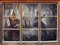 Stil.Zeit Kampf zwischen Samurai und Ninja Kunst Buntstift Effekt Fenster im 3D-Look, Wand- oder Türaufkleber Format: 92x62cm, Wandsticker, Wandtattoo, Wanddekoration