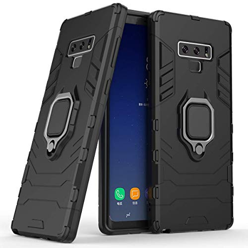 Compatibile con Samsung Galaxy Note 9 Cover, Custodia Armor Anello Cavalletto (Funziona con il Supporto Magnetico per Auto) Case Paraurti (Nero)