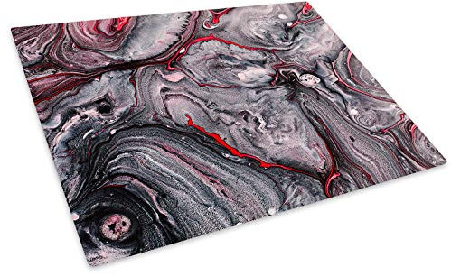 Resin Marble Black Red Glass Chopping Board Kitchen Worktop Saver Protector