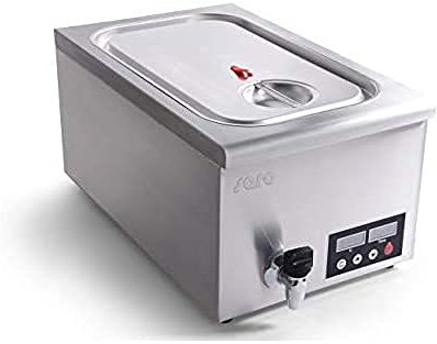Saro Salerno Cuiseur sous vide à vapeur (niveaux de temps/température réglables, pompe de circulation, robinet de vidange, grille de séparation, cadre enfichable universel, 11-22 l, écran numérique)