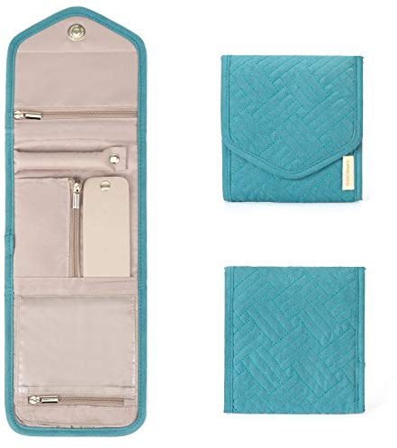 bagsmart Schmuck Organizer Tasche für Reise Schmuckaufbewahrung Reisezubehör für Ringe, Ohrringe, Halsketten, Uhren (Mini-Grün)