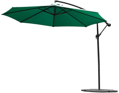 Harrier 3m Cantilever Parasol – Adjustable 3m Outdoor Patio Umbrella, Weather-Resistant Canopy | Optional LED Solar Lights & Bases [5 Colours] (Dark Green, Parasol Only)
