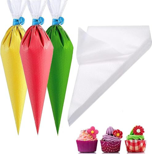 Thickened-Piping bags-Disposable Pastry bag-100pcs icing piping bags&6Pieces Pastry Bag Ties, Make Your Own Cake Cupcake Decorating Bags for Icing and Frosting (14Inch)