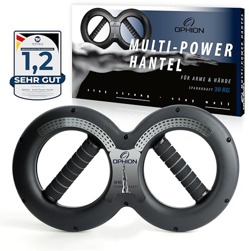 OPHION Multi Power Hantel | Handtrainer Unterarmtrainer Armtrainer | Widerstand 30kg | Handgelenk, Schulter & Brust Trainer | Sportler Trainingsgerät | Fitness Sportgerät klein für Zuhause & Outdoor