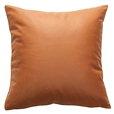 MOCOFO Weiches und kratzfestes Uni-Kissen Moderner minimalistischer Kunstleder-Kissenbezug Sofa Schlafzimmer Wohnzimmer (orange, 45)