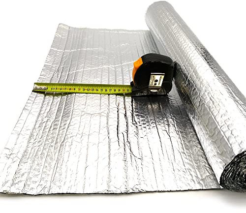 Isolant thermique réfléchissant en aluminium au mètre (60 cm de large) - Triple couche : bulle en polyéthylène et double couche 100 % aluminium - Stabilisateur isolant thermique sur mesure