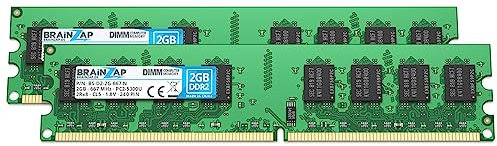 BRAINZAP Memoria RAM da 4 GB DDR2 DIMM PC2-5300U 2Rx8 667 MHz 1,8 V CL5 PC (2 X 2 GB)