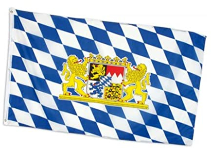 KarnevalsTeufel.de Bayern Fahne Blau-Weiß mit Bayern-Wappen Deko für Volksfest Party groß oder klein (90 x 150 cm)