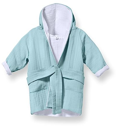 Mababu Bademantel Kinder mit Kapuze 1-2 Jahre | 100% Bio-Baumwolle GOTS Zertifiziert | Bademantel Baby I Premium Musselin Kinderbademantel für Mädchen & Jungen | Maschinenwaschbar & Trocknergeeignet |