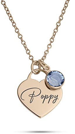 Sterling Silver Personalised Heart Name Necklace, Dainty Gift For Her, 925 Silver Pendant (18K Rose Gold)