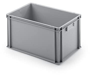 PROREGAL Eurobehälter mit geschlossenem Griff | HxBxT 32x40x60cm | 56 Liter | Grau | Eurobox, Transportbox, Transportbehälter, Stapelbehälter