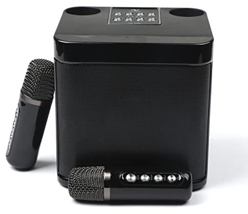Auveach Cassa Karaoke con 2 Microfoni Karaoke Professionale Completo Senza Fili Altoparlante Portatile Wireless per Feste Attività Campeggio Supporta AUX Scheda USB/TF
