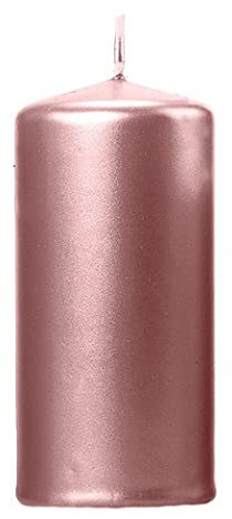 1 Bougie Pilier Cylindre Rose Gold Métallisé 12cm