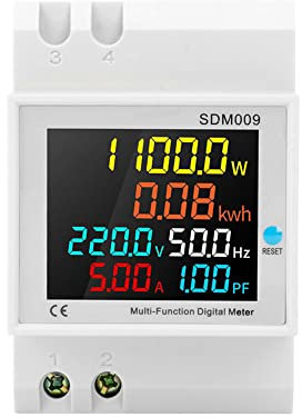 RANRAO Einspeisezähler Solar Stromzähler Hutschiene, 6 in1 Digitaler Energiezähler AC40-300V 100A Wechselstromzähler KWh Zähler Amperemeter Voltmeter für Zwischenzähler, Geeignet für Balkonkraftwerk