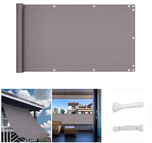 QINGLV Brise Vue Balcon 60x300cm Balcon Brise Vue UV RéSistant RéSistant Aux IntempéRies D'intimité Toile De Balcon pour Patio/Jardin/Terrasse/Grillage -Gris