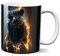 Hustling Sharks® Tasse mit Tier - Feuriger Panther - Geschenk Kaffeetasse - 330ml Spülmaschinenfest, Keramik - weiß, Tassen mit Tiermotiv, Tasse Motivation, Tasse Büro, Tasse Panther