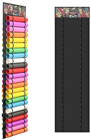 Vinyl Roll Holder with 48 Compartment Vinyl Roll Storage Rack Vinyl Roll Keeper Wall Hanging Bag Organizers for Craft Gift Wrap Heat Transfer Stickers Colored Paper Organizer