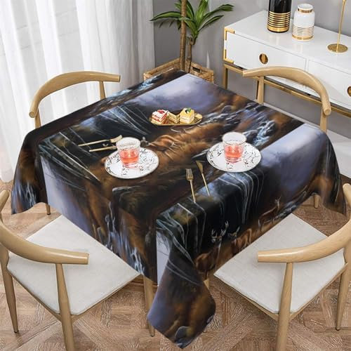 UPIKIT Tischdecke mit Hirschmotiv, waschbar, quadratisch, für Hochzeit, Party, Bankett, Halloween, Weihnachtsdekoration, 54 x 54 cm