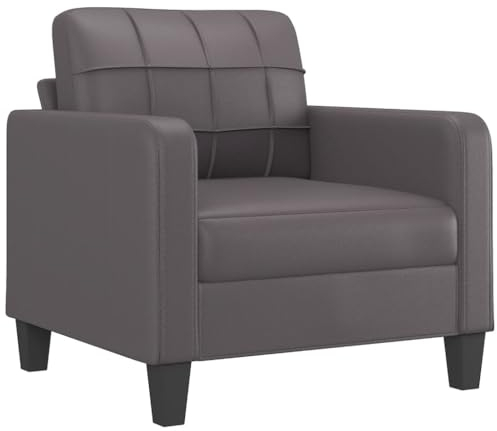 vidaXL Sessel, Fernsehsessel mit Metallgestell, Relaxsessel für Wohnzimmer, Sofa Polstersessel Relaxstuhl Kunstledersessel, Grau Kunstleder