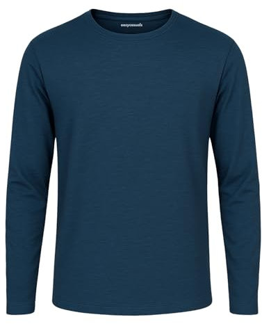 easy casuals Quick-Dry Athletic Long Sleeve T-Shirt: Moisture-Wicking, Stretchable - Lightweight & Durable Performance Wear (UK, Alpha, M, Regular, Regular, Dark Navy Space dye)