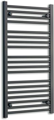 500mm Wide Black Heated Towel Rail Straight Flat Bathroom Warmer Radiator Rack Central Heating Turkish Zone (500mm x 1000mm)