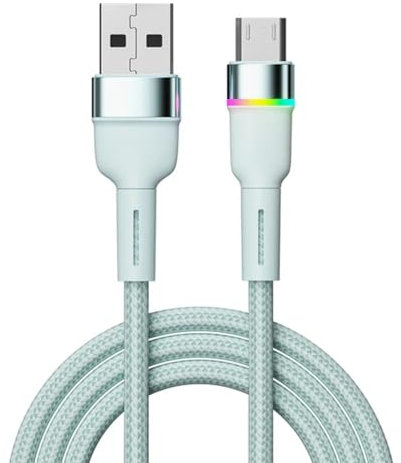 YSJJZRL Micro cavo USB da 1 M LED intrecciato 2.4A Micro cavo USB dati di ricarica rapida per Samsung S6 S5 S7 Edge ecc. (Blu)