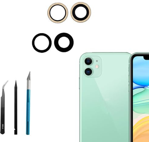 Sapphire 11 Rear Camera Glass Lens Replacement for iPhone 11,11 Back Rear Camera Lens Replacement with Pre-Installed Adhesive + Repair Tool Kit