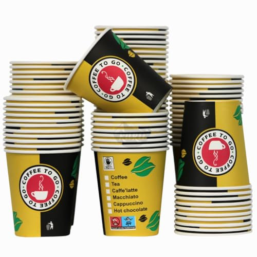 Gobelets à café pour aller 200ml 8 oz - Café - Gobelets à boire - Coffee to Go - Idéal pour le Travail/Bureau/Cantine - Tasse à café en carton - Lot de 1000