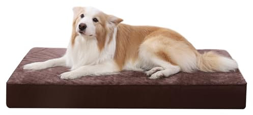 KSIIA Orthopädisches Hundebett für Große Hunde, XXL Waschbar Hundekissen Flauschig Hundematte Hundematratze mit Abnehmbarer Deckel in Pralinen 120x75x9cm