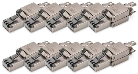 DIGITUS DN-93837 – Netzwerkstecker Cat 8.1 – 10 Stück – 360° Geschirmt – RJ45 Feldstecker Cat8 Werkzeuglos – 2000 MHz – 25GBase-T / 40GBase-T – 25 Gbit/s / 40 Gbit/s – AWG 26/7 bis AWG 22/1