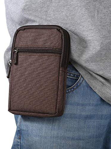 Cell Phone Waist Belt Case for Men, Smartphone Waist Pouch Brown, Universal Men Cellphone Bag Waist Carry Case Belt Clip Pouch Mobile Phone Fanny Pack Wallet Pocket Mobile Phone Belt Loop Holster