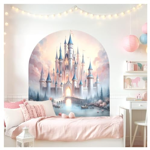 Little Deco Wandsticker Schloss Kinderzimmer Mädchen Wandtattoo Märchen Wandaufkleber für Babyzimmer rosa Schlafzimmer Wanddeko DL5048-02