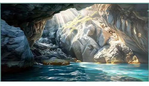 Didooou Image de fond 3D pour aquarium, colle PVC pour aquarium, autocollants décoratifs pour aquarium, boutique autocollants d'aquarium (cave-2, 50 x 100 cm)