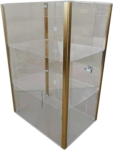 Acryl-Displaybox, transparente Schutzhülle, Abnehmbarer Würfel, geeignet for Sammlerstücke, Schaufensterpuppen, Kosmetik-Parfüm-Aufbewahrungsorganisator, 3 Farben(Color:Gold,Size:40X40X60.6CM)