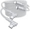 SYNCWIRE USB C to USB C Charger Cable, 2 Pack 6.6ft Type C 60W Fast Charging Cord, Nylon Braided Right Angle Cable for iPhone 15/15 Pro/15 Plus/15 Pro Max, Samsung Galaxy S24, iPad, MacBook Silver