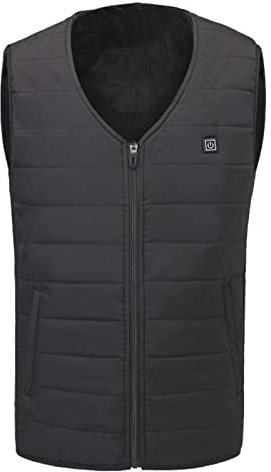 Veste chauffante pour personnes âgées - Chargement électrique - Infrarouge - Neuf - Veste chauffante USB d'extérieur pour homme et velours flexible - Col en V - Manteau d'hiver léger pour femme, Noir