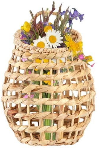 ZAVOOS Woven Water Hyacinth Hanging Basket, Wall Mounted Flower Storage Baskets, Large Front Door Boho Decor Plants Organizer for Home, Garden, Farmhouse