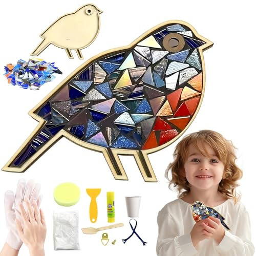 ZTIKSNYU Piastrelle a mosaico in vetro fai da te per adulti, progetti artistici a mosaico, decorazione per la casa, kit regalo creativo in vetro per bambini di 8 anni, pezzi di vetro per realizzare