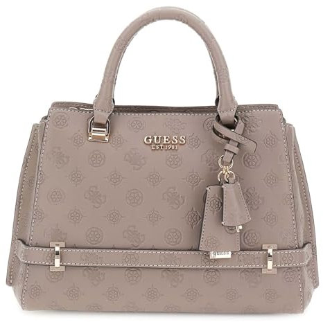 GUESS Zarela Luxury Satchel Dark Taupe Logo