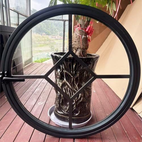 House Windows Circular Center Pivot Window, Small Large Decorative Round Window Porthole, 360° Rotation Replacement Playhouse Shed Window 25-102 Cm(Clear,28in(71cm))