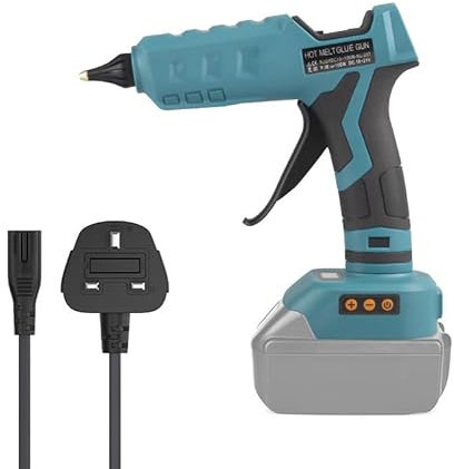 Cordless Hot Glue Gun Compatible with Makita 18V Battery (No Battery), 100W, 100-200℃, Dual Power Supply, Fast Preheating Glue Gun with 10pcs 11mm Glue Sticks for DIY Craft, Home Repair