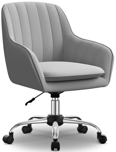 Daccormax Schreibtischstuhl Bürostuhl,Schminktisch Stuhl Drehstuhl bis 150KG, Höhenverstellbar Homeoffice Stuhl mit gepolstertem Samtstoff komfortabler für Arbeitszimmer, Schlafzimmer, Büro Grau