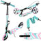 RAVEN Scooter Roller Tretroller Kickscooter für Kinder Erwachsene |klappbar | höhenverstellbar | Tragegurt | Klingel | Flaschenhalter (Zea Mint/Pink mit Handbremse, 200mm)