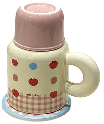 Taza de cerámica de 490 ml, diseño de lunares