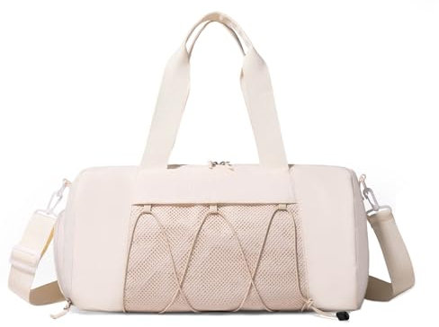 Vmokki Sporttasche mit Schuhfach & Nassfach Klein Leicht Wasserdicht Yogatasche Trainingstasche für Fitness, Schwimmen, Yoga, Sport, Reisen Damen Mädchen 10L (Beige)