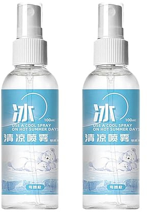 Kühlendes Körperspray, Kühlspray Für Heißes Wette, Ganzkörper-Kühlnebel, Cooling Spray Für Studenten, Junge Und Mädchen Im Sommer, 100 ml (2er-Pack)