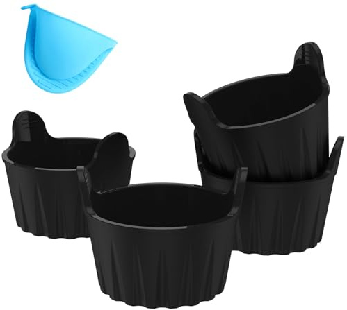 4 Stück ei Former Kuchenform,Airfryer Silikonform Eierform,Auflaufförmchen für Luftfritteuse,Wiederverwendbare Formen für Cosori/Philips/Ninja/Tefal Luftfritteuse